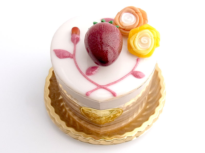 ha243　野ばらにいちご（ハート）ケーキオルゴール