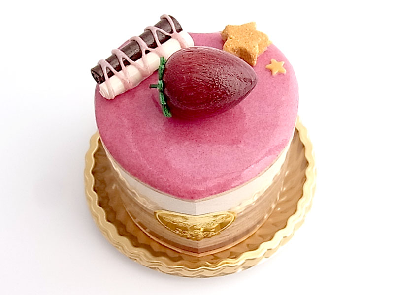 【残り1点】ha246　チョコロールにいちご（ハート）ケーキオルゴール