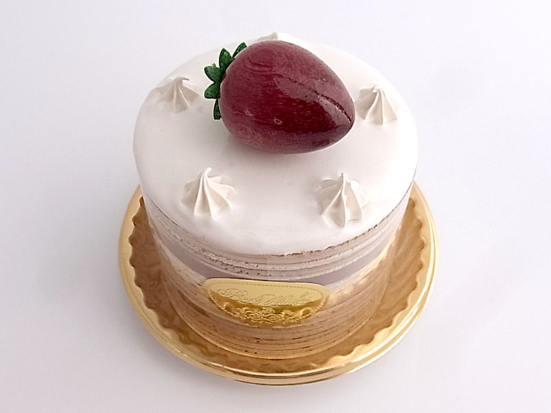 【残り2点】ma687　ホイップクリームにいちご（丸）ケーキオルゴール