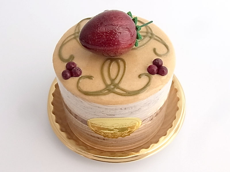 ma688　カスタードにいちご（丸）ケーキオルゴール
