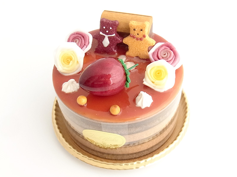 【残り1点】de252　ラブベアーにいちご（3号ホール）ケーキオルゴール