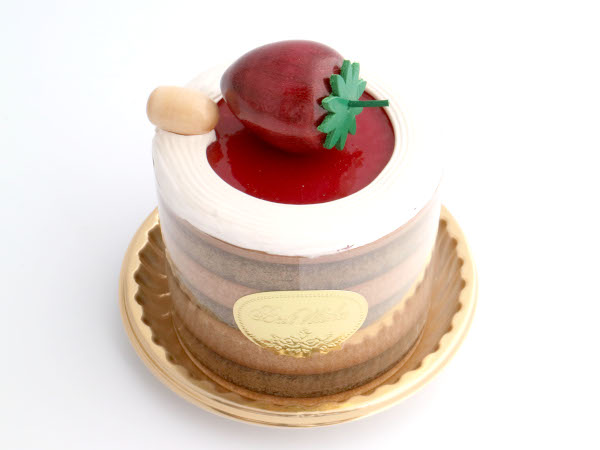 【残り1点】ma615　ふちクリームにいちご（丸）ケーキオルゴール