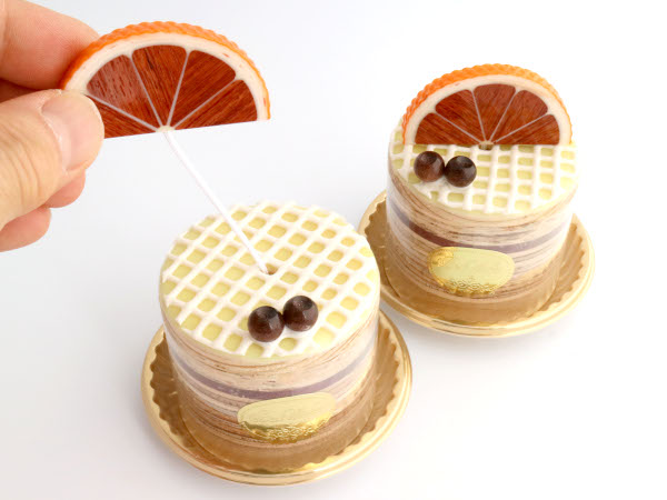 【残り1点】ma621　レモンスフレにオレンジ（丸）ケーキオルゴール