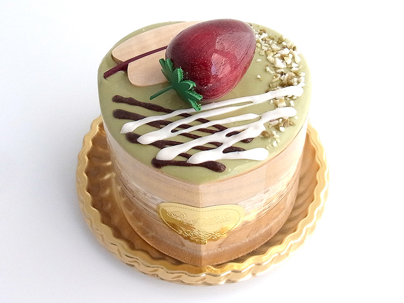 ha256　木の葉にいちご（ハート）ケーキオルゴール