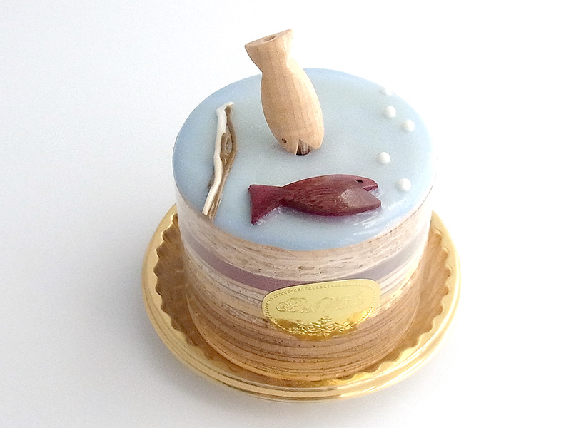 ma703　魚の水槽（丸）ケーキオルゴール