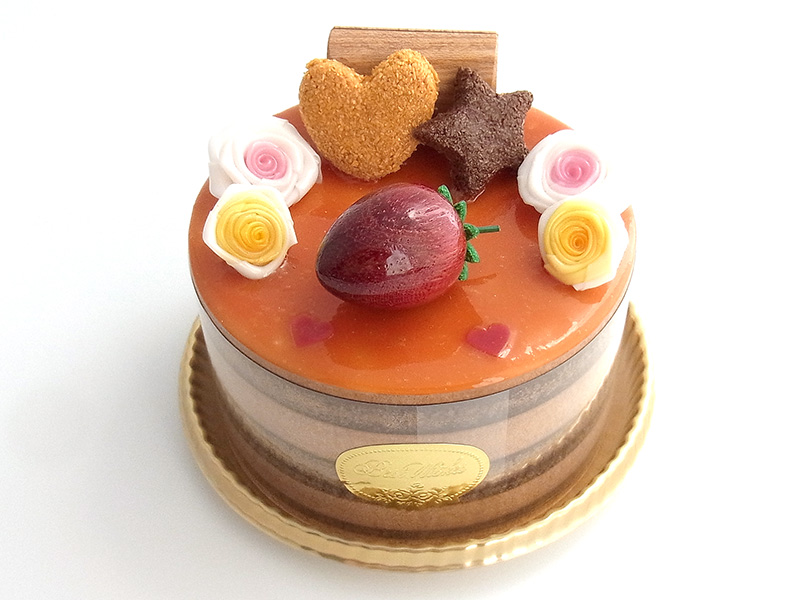 【残り1点】de257　オレンジゼリー風味いちご（3号ホール）ケーキオルゴール