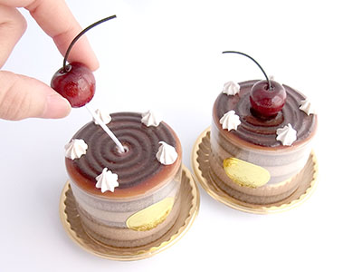 ma614　コーヒーゼリーサンデー（丸）ケーキオルゴール