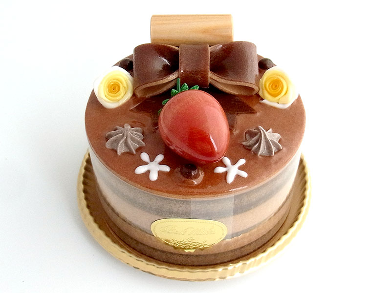 de260　チョコリボンにいちご（3号ホール）ケーキオルゴール
