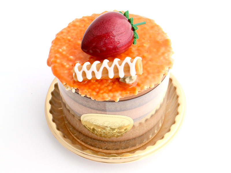 【残り1点】ma619　パリパリきびにいちご（丸）ケーキオルゴール