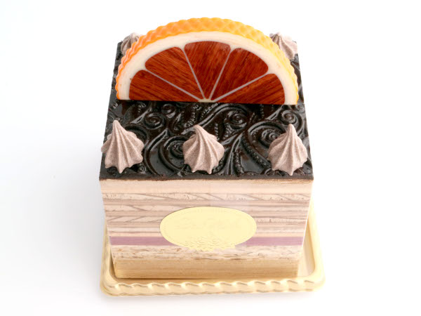 【残り2点】se245　ビターチョコにオレンジ（正方形）ケーキオルゴール