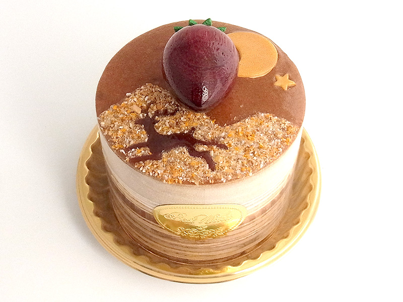 ma705　キャラメル砂漠にいちご（丸）ケーキオルゴール