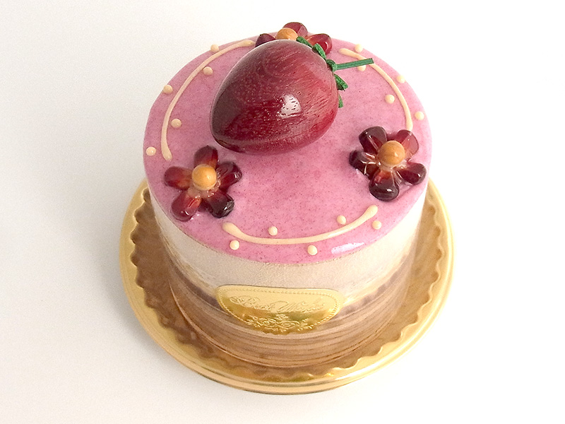 ma708　とうもろこしの花にいちご（丸）ケーキオルゴール