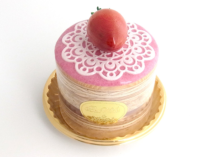 ma711　レース模様にいちご（丸）ケーキオルゴール