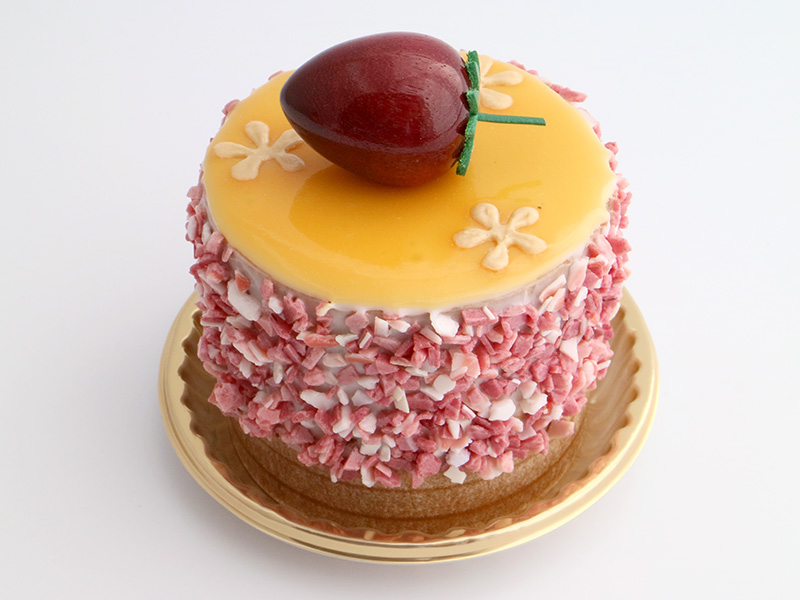 【残り1点】ma644　レモンゼリー風味にいちご（丸）ケーキオルゴール