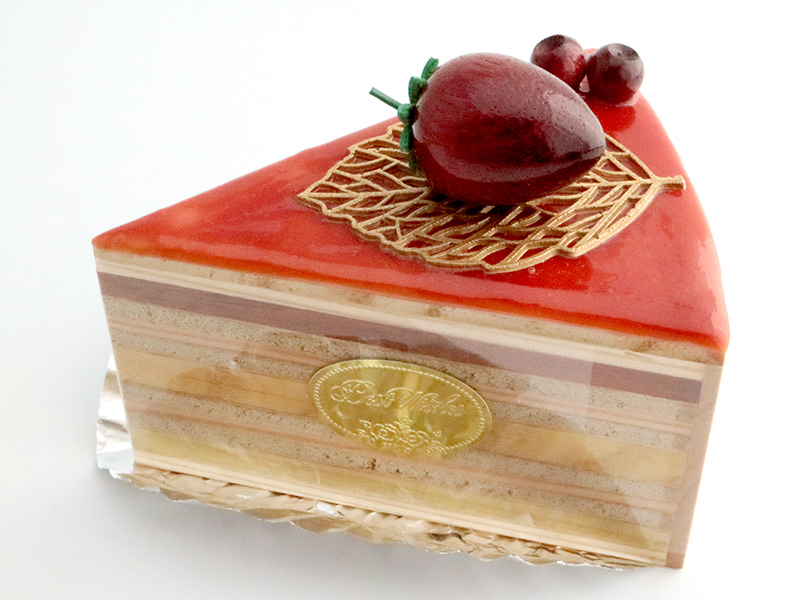 sa120　ベリーゼリーと金の葉にいちごショートケーキオルゴール