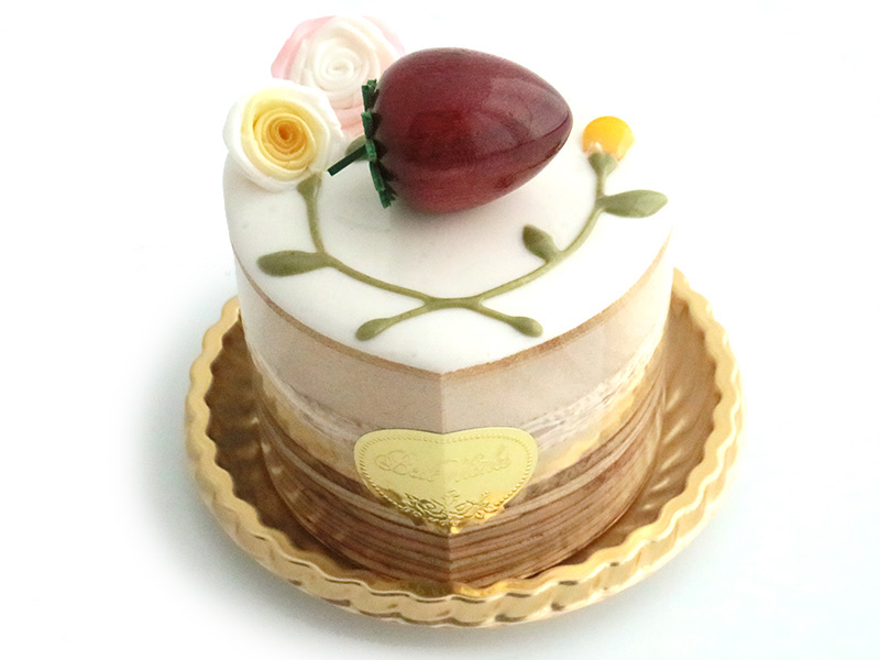 ha271　野ばらにいちご（ハート）ケーキオルゴール