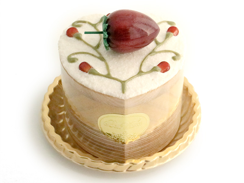 ha273　唐草模様にいちご（ハート）ケーキオルゴール