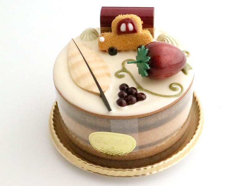 de271　木の葉と葡萄にいちご（3号ホール）ケーキオルゴール