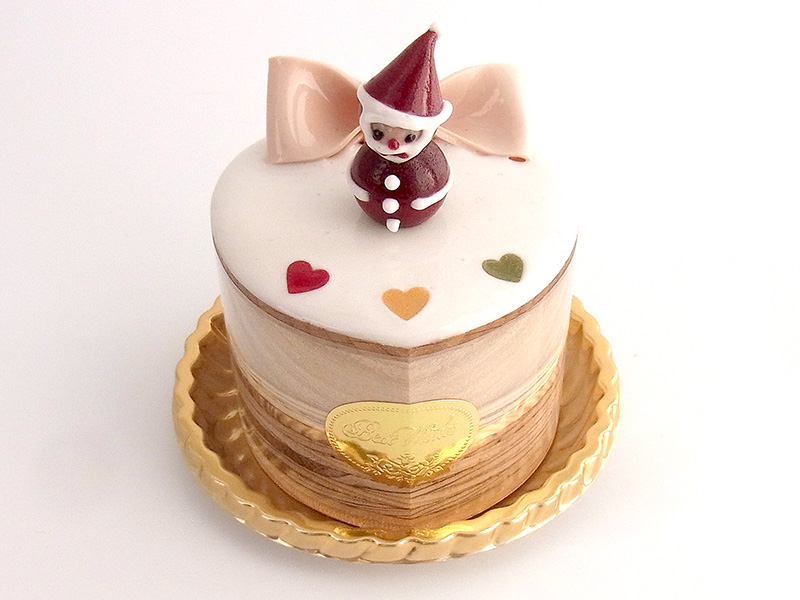 【1点限定】【クリスマス特別Ver.】ha270　ピンクリボンにサンタ（ハート）ケーキオルゴール